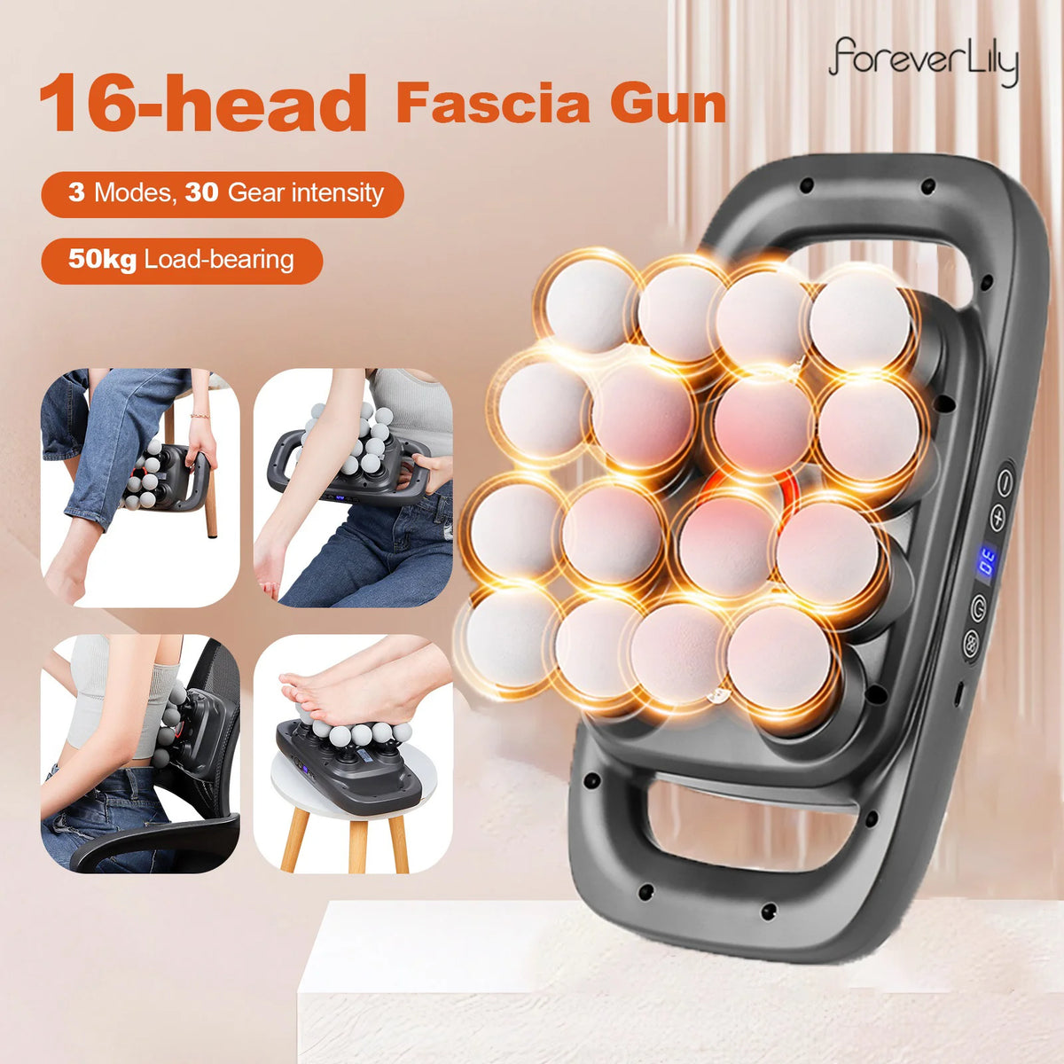 16-Head Fascia Gun High-Frequency Vibration Body Massage Gun Waist and Back  Massager Neck Shoulder Massager Muscle masajeador