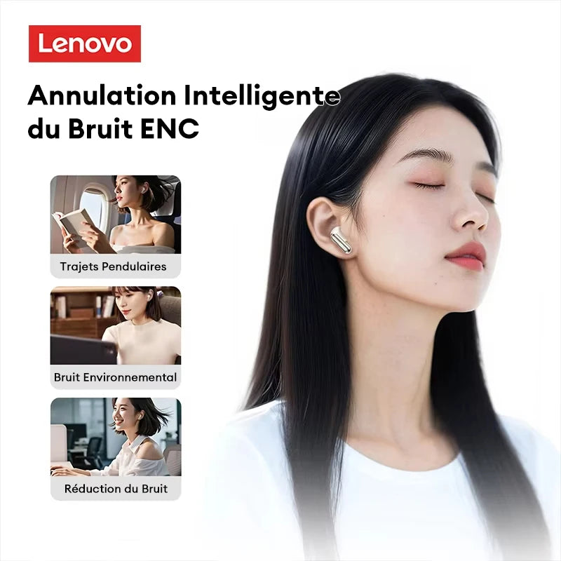 Lenovo LE208 TWS Bluetooth 6.0 Wireless Leather Earphones Stereo ENC Noise Cancelling Headphone 38ms Low Latency Gaming Headset