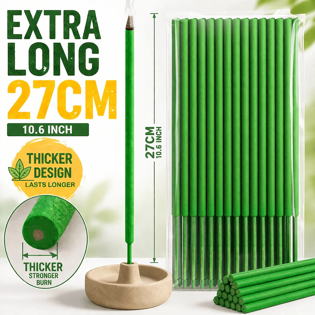 27cm Thick Lemongrass Mosquito Repellent Incense Sticks—Burn Time Can Last up to 1 to 2.5 Hours (Burning Time Is Affected by Wind Conditions), Contains Lemongrass Oil, Mint, and Rosemary Fragrance, Suitable for Patios, Gard