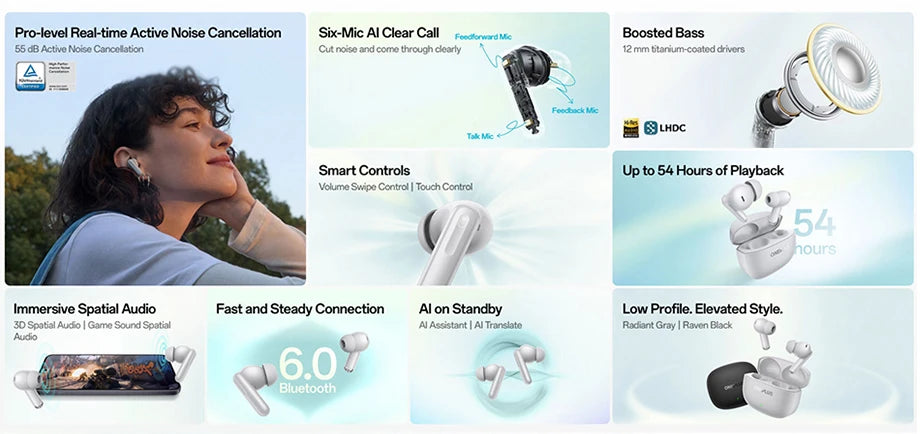 Global Version OnePlus Nord Buds 4 Pro earphone Active Noise Cancellation 54 Hours of Playback Bluetooth 6.0 ear buds