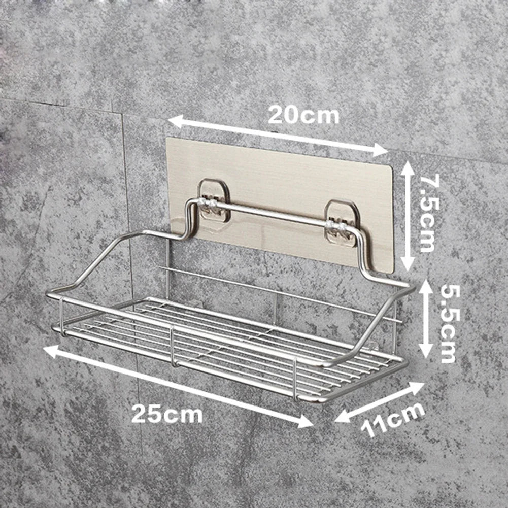 Stainless Steel Bathroom Storage Shower Shelf Punch-Free Kitchen Toilet Wall Hanging Rack Organizer Bathroom Corner Shelves Set