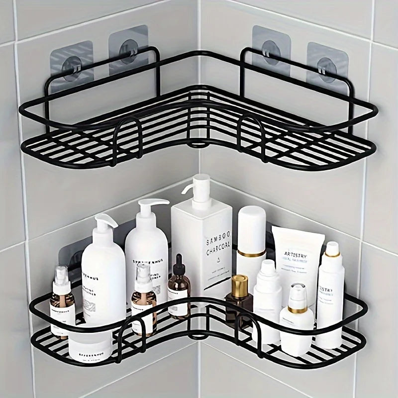 Stainless Steel Corner Shower Rack - Rustproof, Wall-mounted Bathroom Storage Rack for Shampoo, Toner and Cosmetics