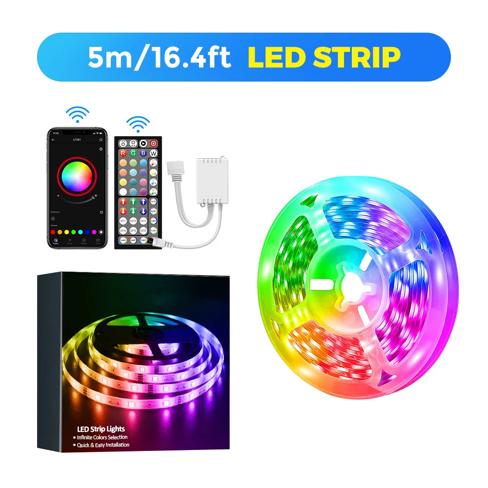 40M/30M RGB LED Strip Lights with Remote Control Bluetooth App, Dimmable Colour Changing LED Fairy Lamps Music Sync for Room