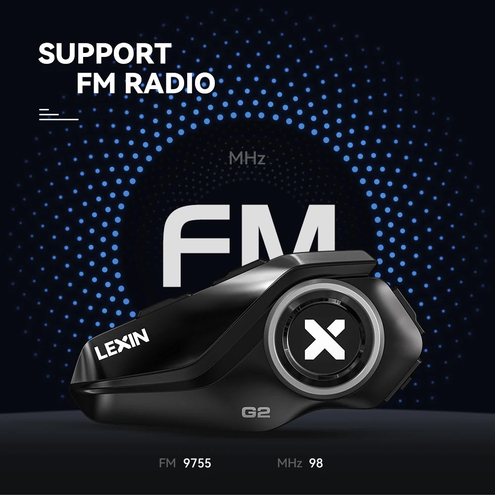 Lexin G2P Motorcycle Intercom Helmet Bluetooth Headsets,Handsfree Communicator Up to 6 Riders Interphone with FM Radio