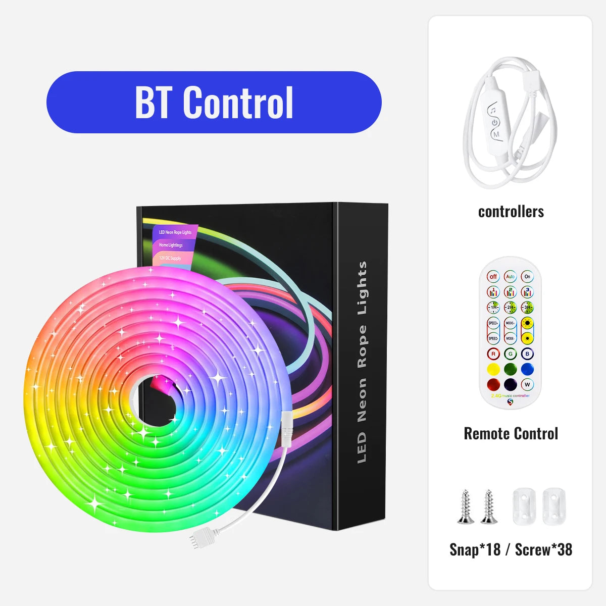 Ruban néon LED RGB flexible 5 m / 10 m – Contrôle par appli et télécommande, étanche IP65