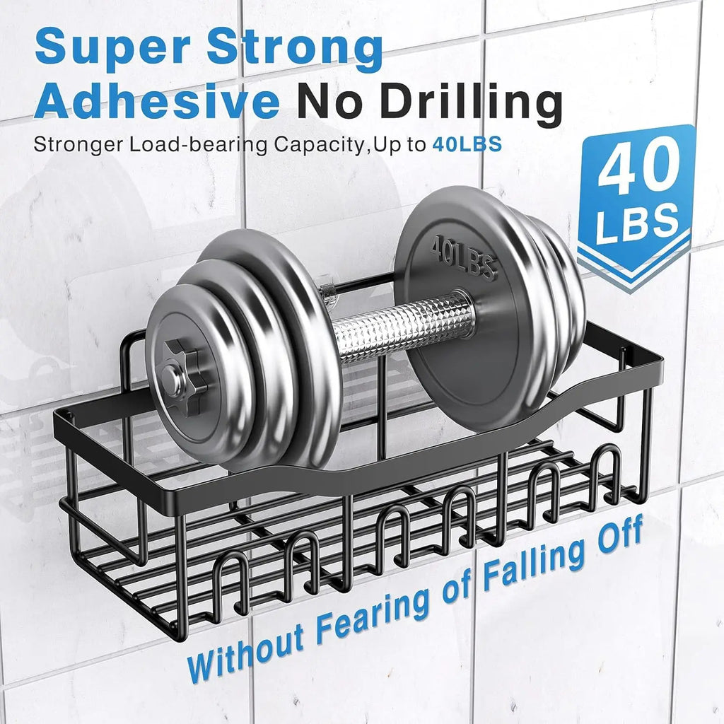 Adhesive Shower Caddy, 5 Pack Rustproof Stainless Steel Bath Organizers, No Drilling Shelves for Bathroom Storage & Home Decor