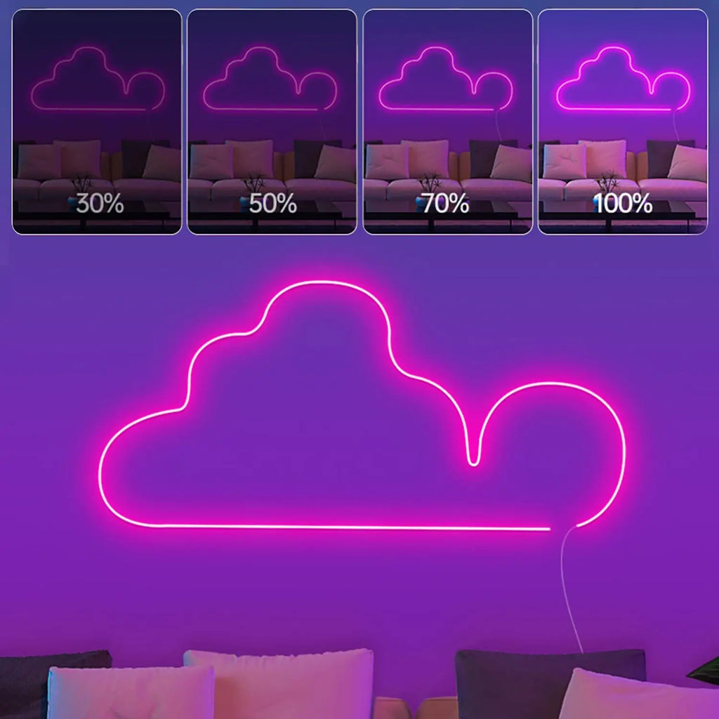 RGB Flexible Neon Strip Lights with App/Remote Control, Multiple Modes, Music Sync,  IP65 Waterproof LED Strip Neon Rope Lamp