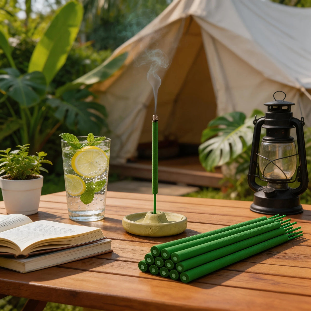 27cm Thick Lemongrass Mosquito Repellent Incense Sticks—Burn Time Can Last up to 1 to 2.5 Hours (Burning Time Is Affected by Wind Conditions), Contains Lemongrass Oil, Mint, and Rosemary Fragrance, Suitable for Patios, Gard