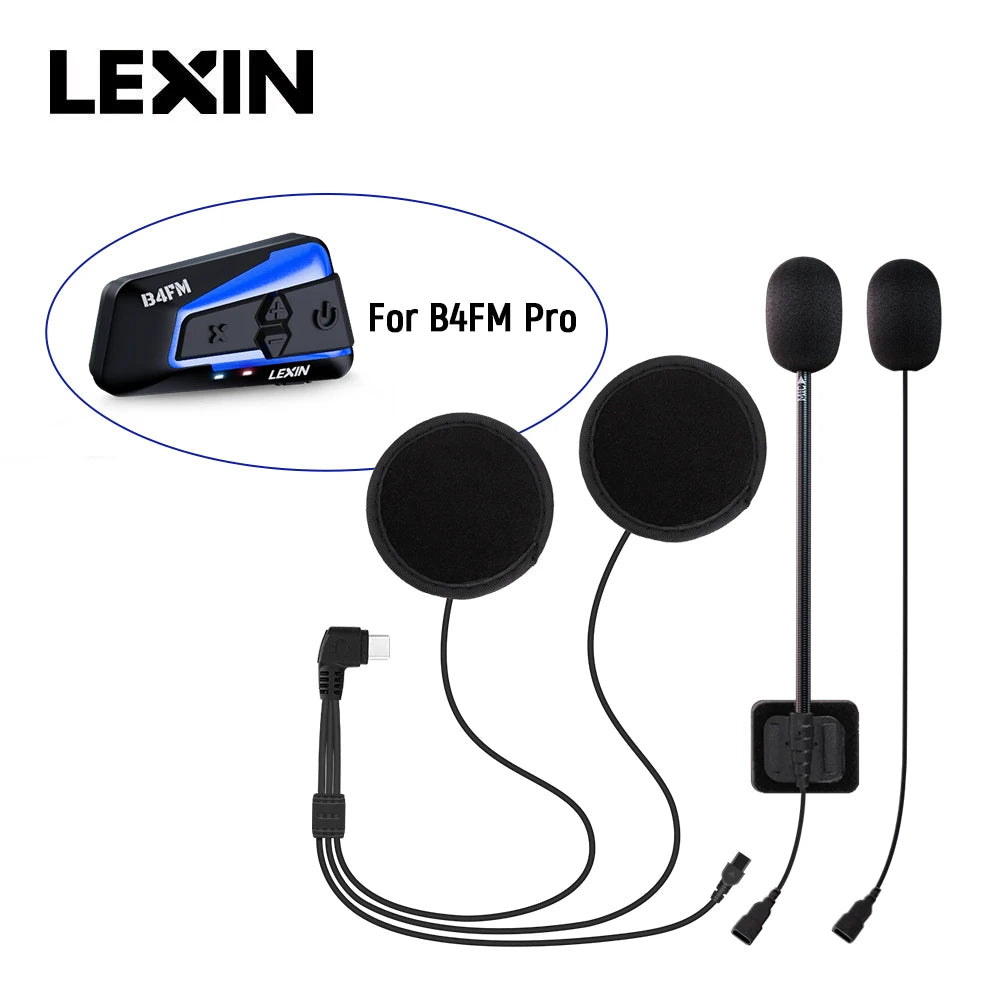 LEXIN LX-B4FM-X Intercom Headset&Clip Set for Full/Half Helmet with High Quality and Loud Sound Bluetooth Headphone Jack Plug