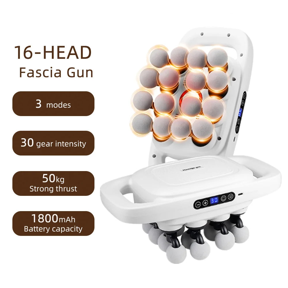 16-Head Fascia Gun High-Frequency Vibration Body Massage Gun Waist and Back  Massager Neck Shoulder Massager Muscle masajeador