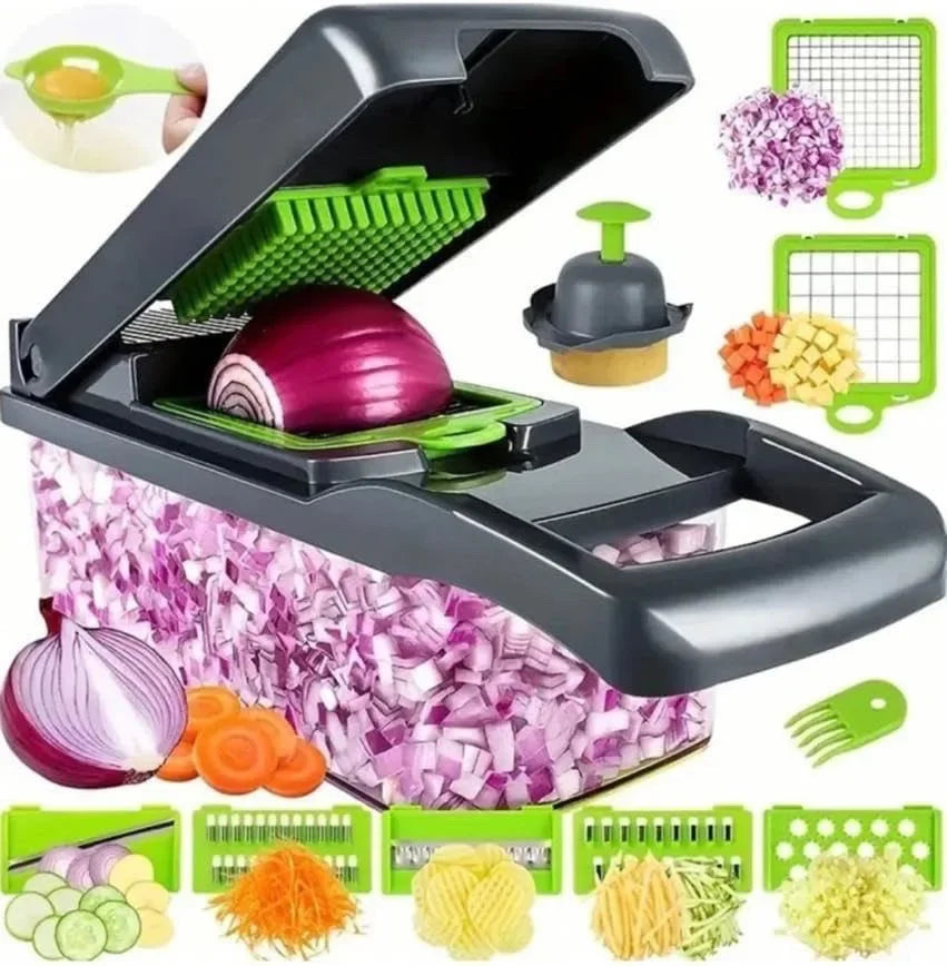 Coupe-légumes multifonction 14/16 en 1 – Hachoir, trancheuse et râpe de cuisine