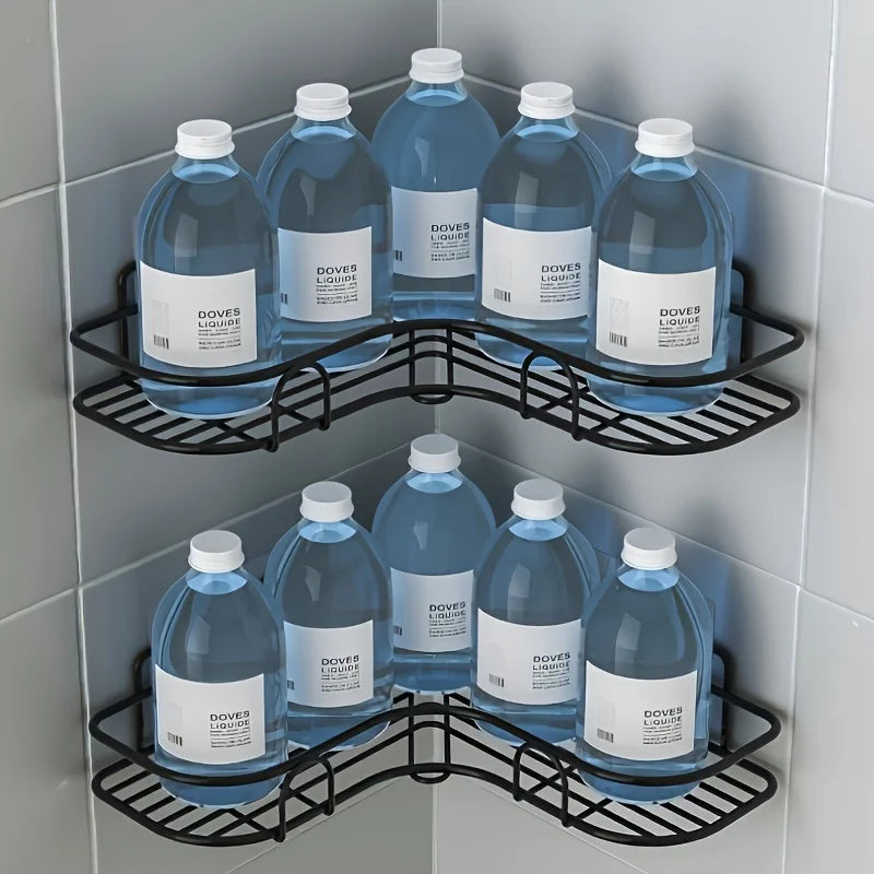 Stainless Steel Corner Shower Rack - Rustproof, Wall-mounted Bathroom Storage Rack for Shampoo, Toner and Cosmetics
