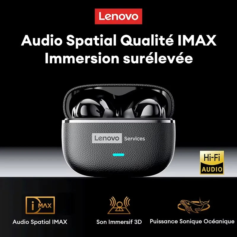 Lenovo LE208 TWS Bluetooth 6.0 Wireless Leather Earphones Stereo ENC Noise Cancelling Headphone 38ms Low Latency Gaming Headset