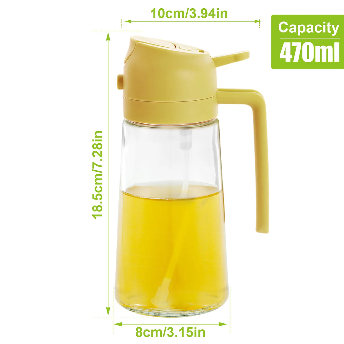 470ML/500ML 2in1 Olive Oil Dispenser Bottle Oil Sprayer Stainless Steel/Glass Oil Sprayer Bottle for Cooking Kitchen Accessories