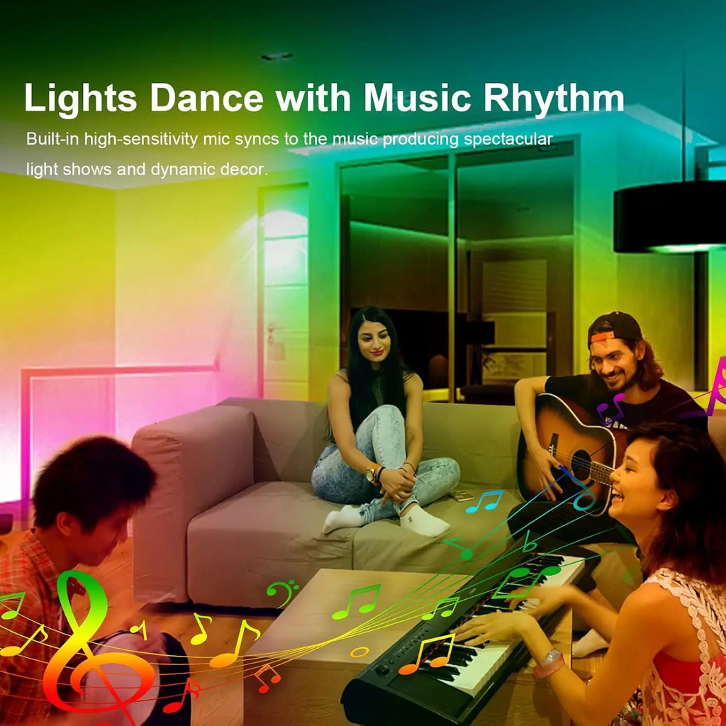 40M/30M RGB LED Strip Lights with Remote Control Bluetooth App, Dimmable Colour Changing LED Fairy Lamps Music Sync for Room