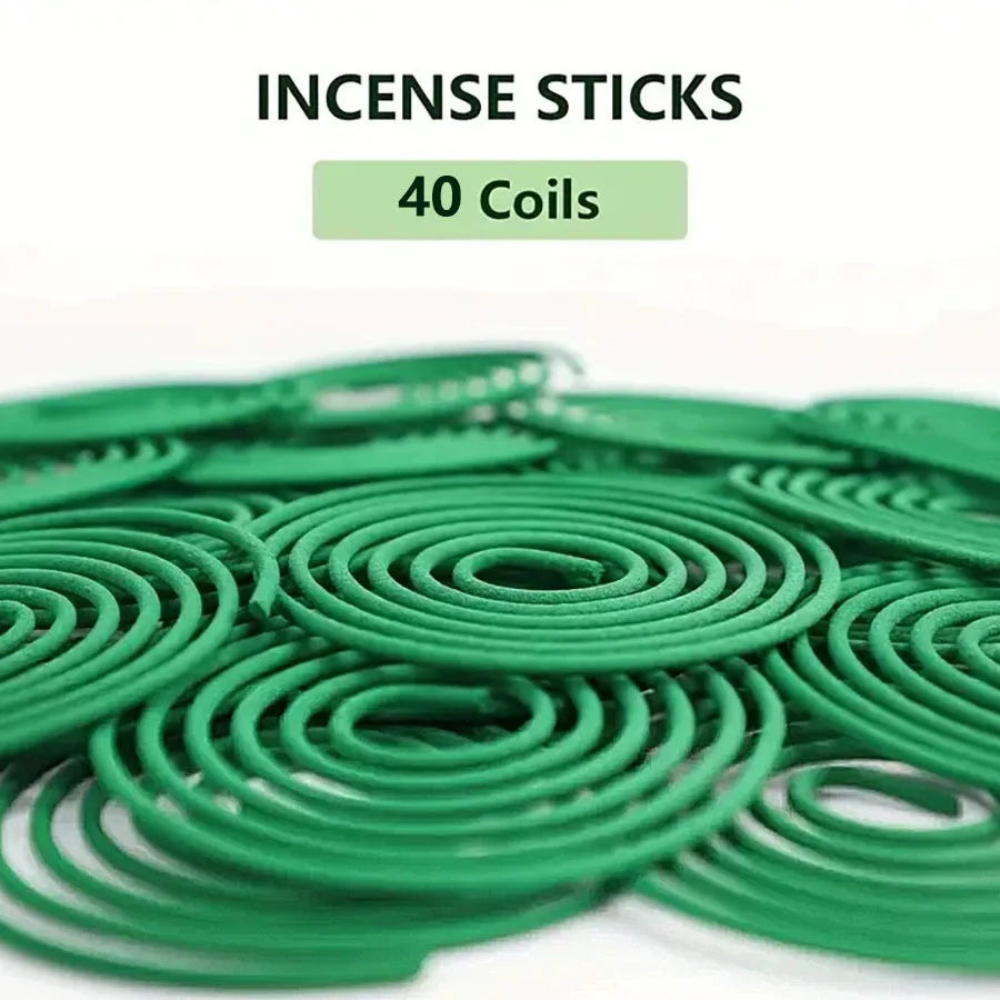 Natural Lemongrass Mosquito Repellent Coils - 40 Hour Long-Lasting Incense, Includes Hanger Bracket for Indoor & Outdoor Use
