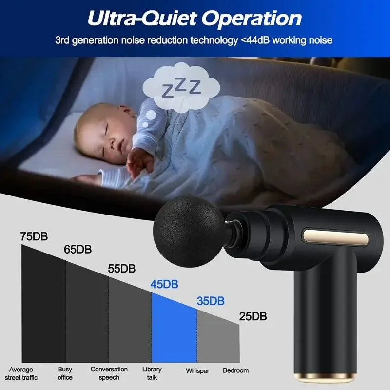 Portable Fascial Massage Gun Electric Percussion Pistol Massager Body Relaxation With LED Touch Screen 4Replaceable Massage Head