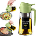 Flacon pulvérisateur d'huile en verre 470 ml avec étiquettes – Spray 2en1 alimentaire