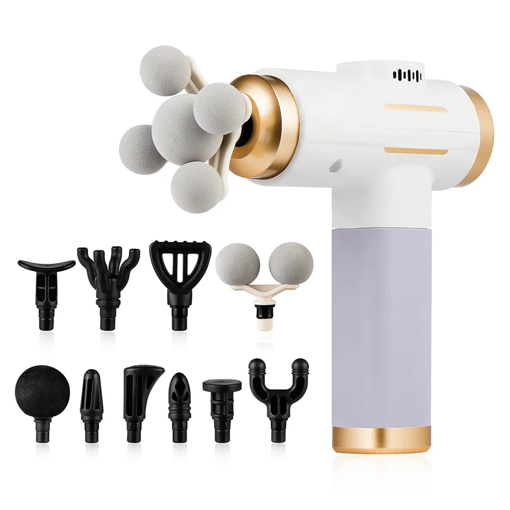 Pistolet de massage électrique 11 en 1 – 99 vitesses, percussion musculaire bras, jambes et dos