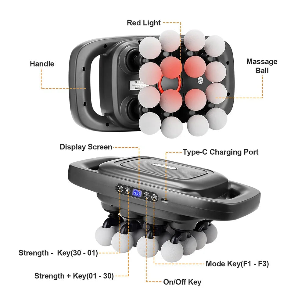 16-Head Fascia Gun High-Frequency Vibration Body Massage Gun Waist and Back  Massager Neck Shoulder Massager Muscle masajeador