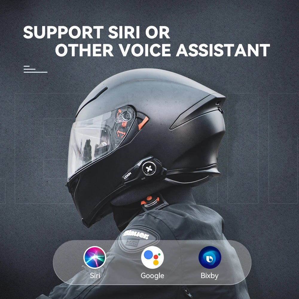 Lexin G2P Motorcycle Intercom Helmet Bluetooth Headsets,Handsfree Communicator Up to 6 Riders Interphone with FM Radio