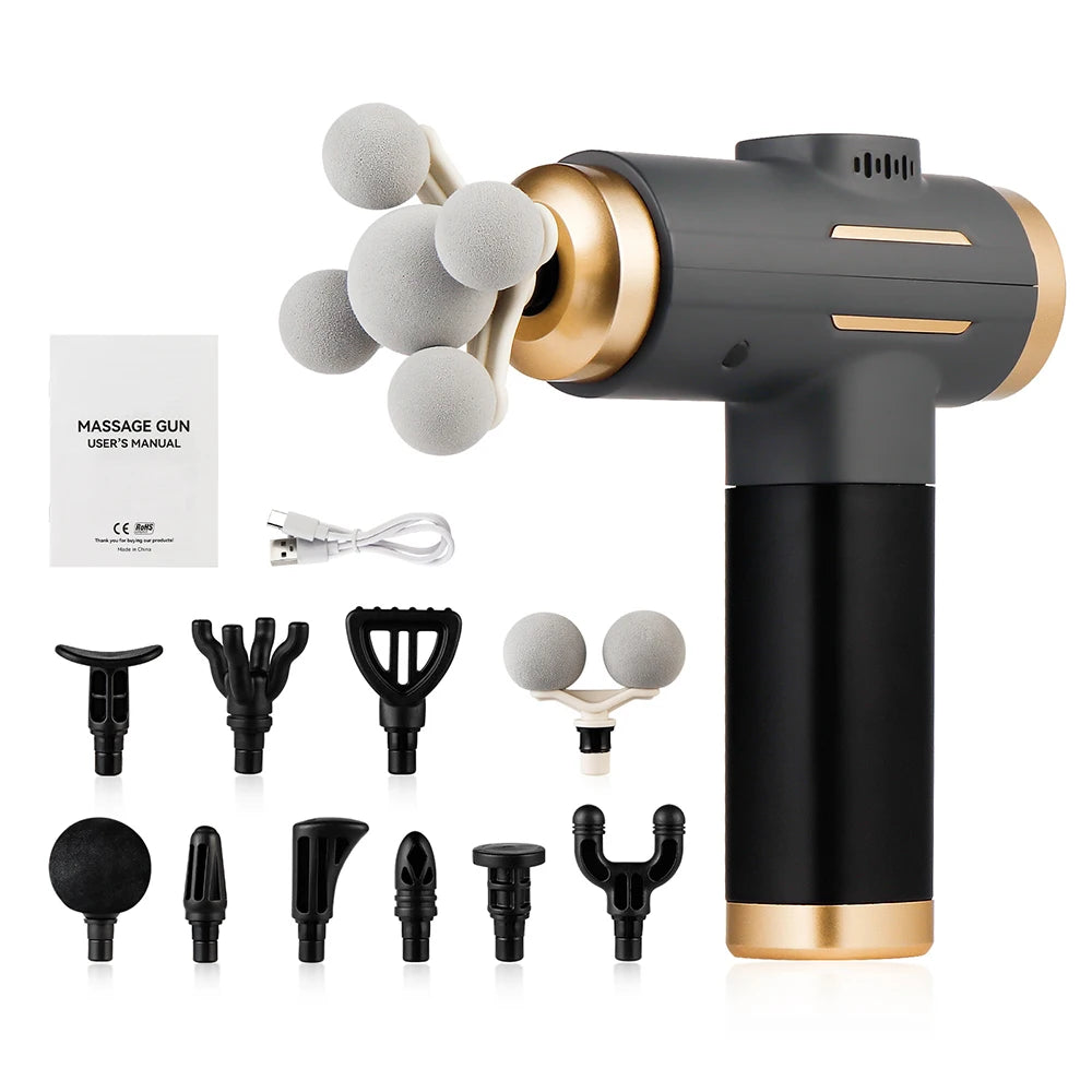 Pistolet de massage électrique 11 en 1 – 99 vitesses, percussion musculaire bras, jambes et dos