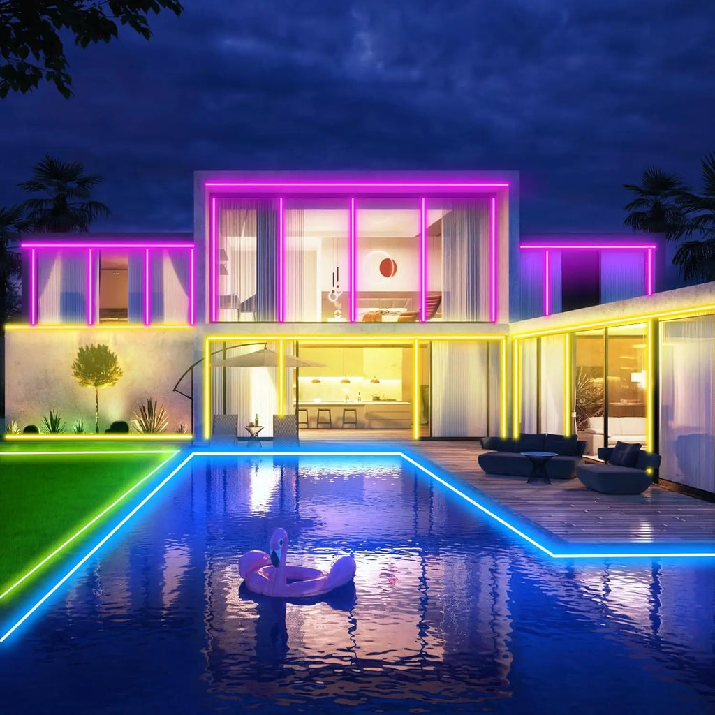 RGB Flexible Neon Strip Lights with App/Remote Control, Multiple Modes, Music Sync,  IP65 Waterproof LED Strip Neon Rope Lamp