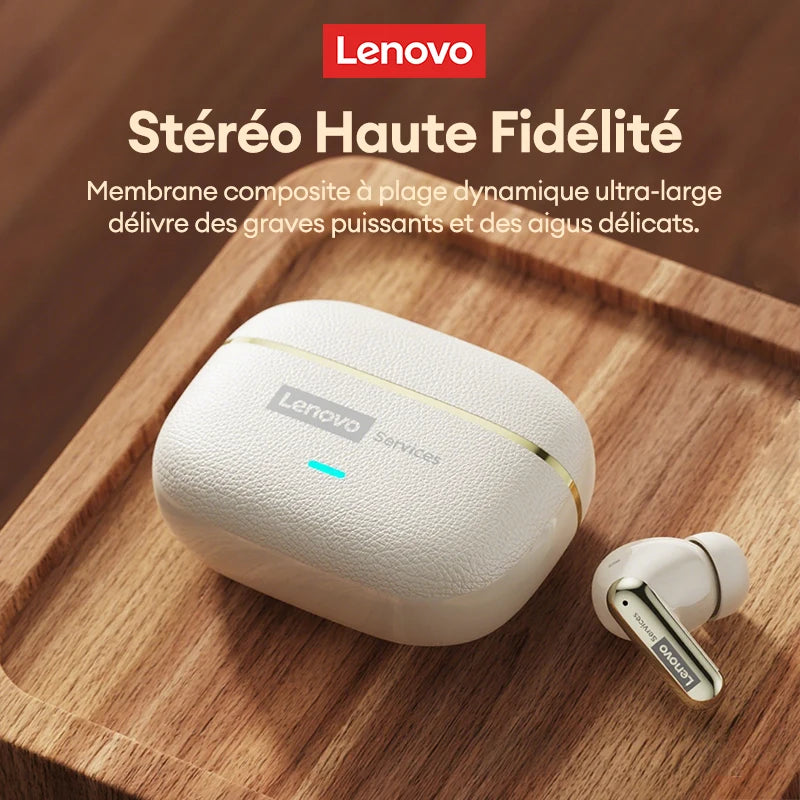 Lenovo LE208 TWS Bluetooth 6.0 Wireless Leather Earphones Stereo ENC Noise Cancelling Headphone 38ms Low Latency Gaming Headset